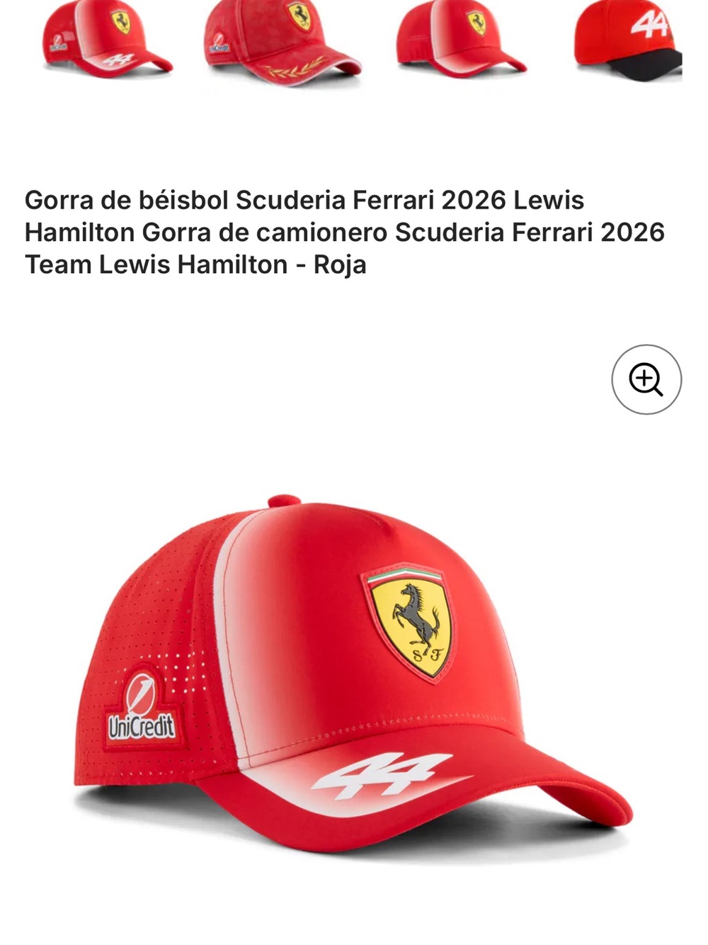 F1 Ferrari Lewis Hamilton #44 Red Adjustable Trucker Hat